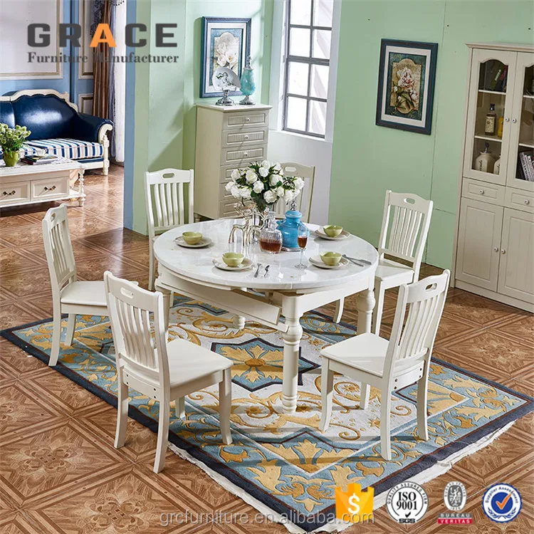 Z6701 extendable marble round dining set modern table and chair