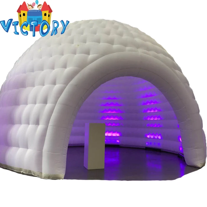 
10 meters white large dome tent inflatable igloo with tunnel made of best PVC tarpaulin from Sino Inflatables factory 
