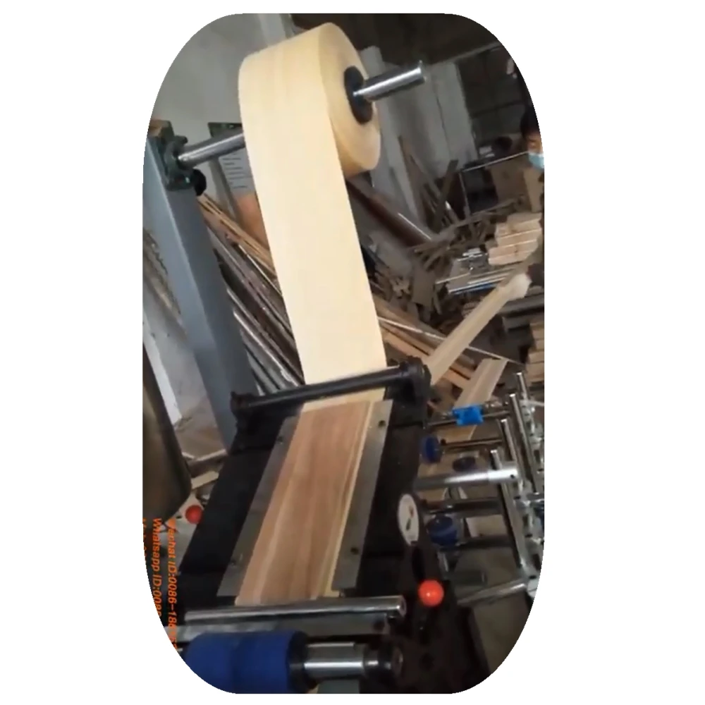 PUR hot melt profile wrapping machine with fast change rollers