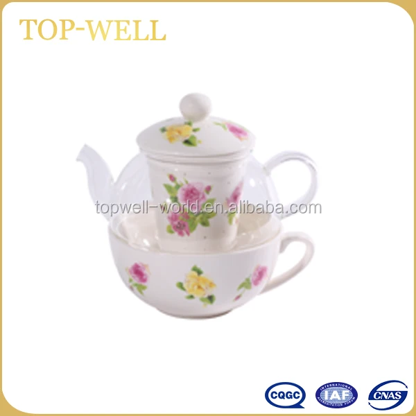 restore ancient ways style tea for one set teapot glass teapot with infuser and cup