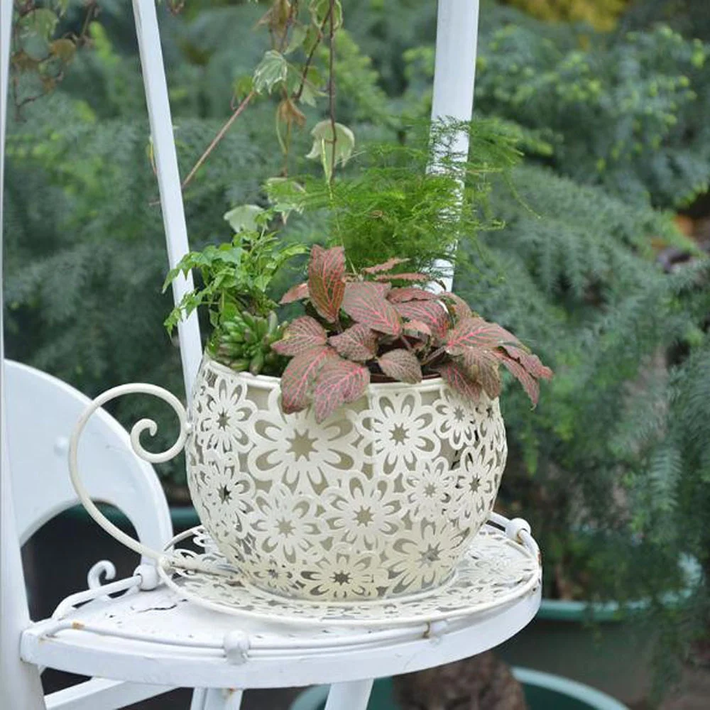 antique metal flower pot  Succulent Plant Container Decorative Indoor iron flower pots decorative tin flower pot