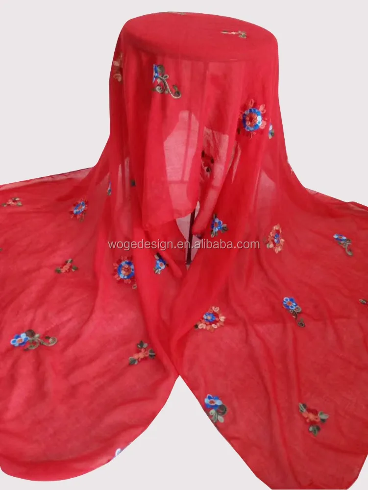 Wholesale great weaving pretty arab womans dress clothes headcloth coverchief hijab round flower embroidery new muslim scarf