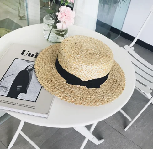 56-58cm Customized logo french female summer straw boater hat wholesale for party panama hat, women straw hat