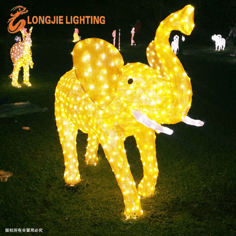 H:1.8m L:1.8m Big elephant sculpture decoration led acrylic light