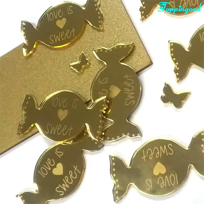 Laser Gold Acrylic Mirror Butterfly Shape Customised Wedding Tag