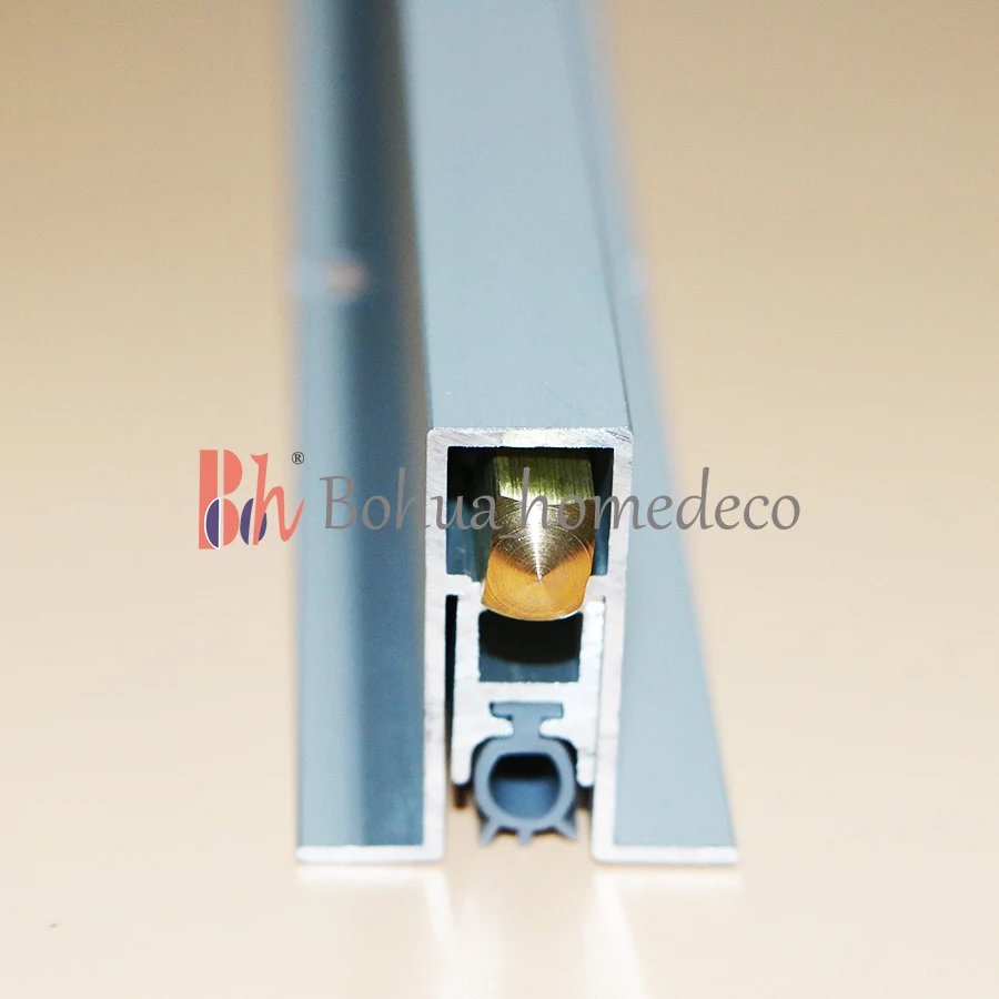 BH Wholesale Automatical Drop Down Bottom Door Seal U type Edge Sealing Bar Hidden Groove Aluminum Weatherstripping M011