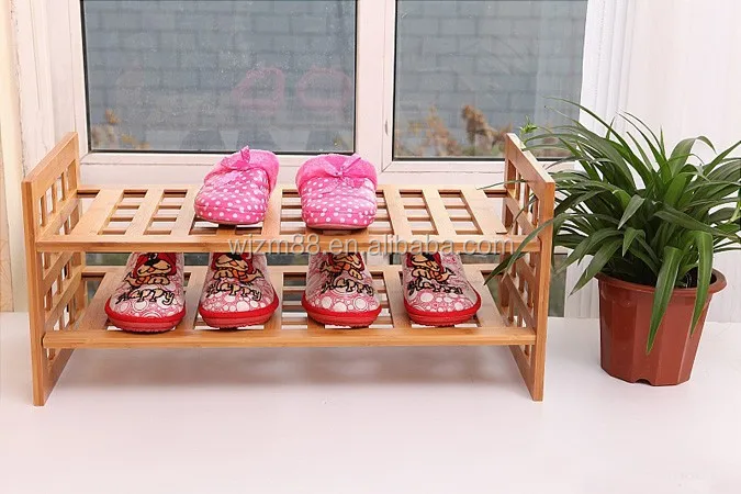 
2 tier bamboo shoe racks, stackable shoe shelf wholesale 