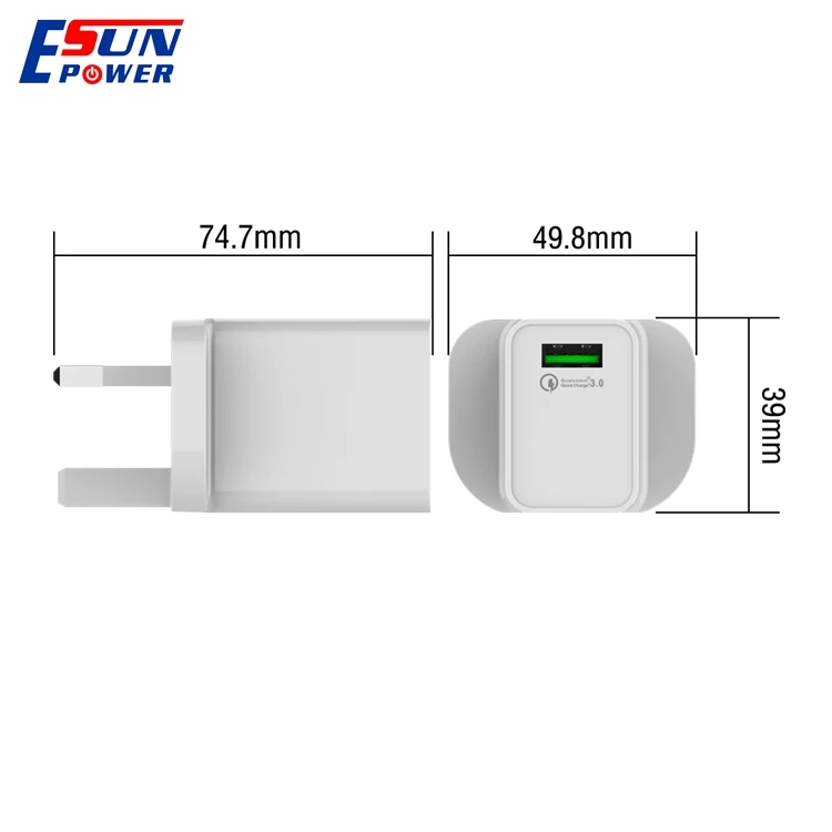 Single USB Ports QC3.0 18W  Fast Charger QC3.0 USB Wall Adapter For Phone Quick Charger