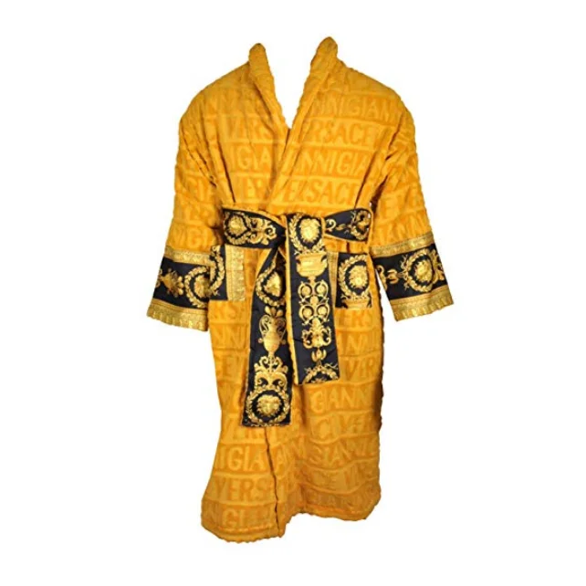 Customized Cut velvet jacquard bathrobe  100%cotton men & women towel bathrobe