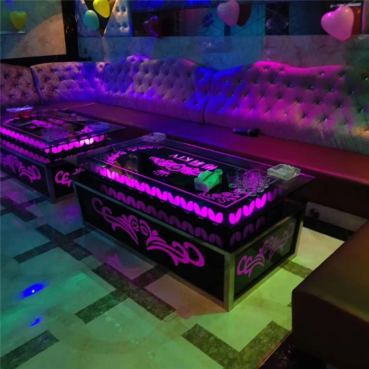 Led light up cube square desk lamp bar banquet illuminated cocktail table