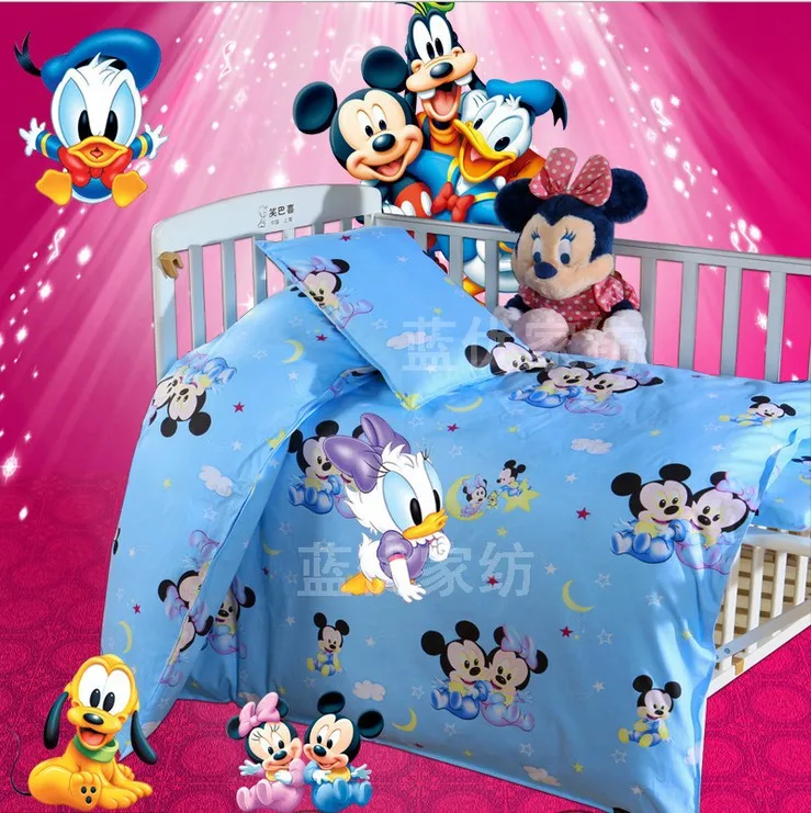 Promotion 3PCS Kitty Mickey baby bedding set bebe jogo de cama cot crib bedding set Duvet