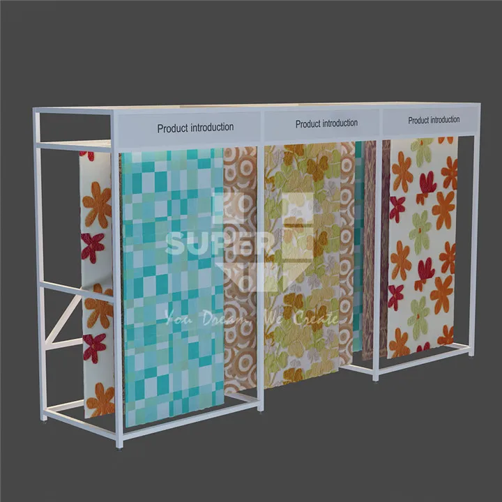 Metal Rug Stand Display Rug Rack Beautiful Design with Arms Push Hanger Rug Super U Display Wholesale Custom Wood Customized