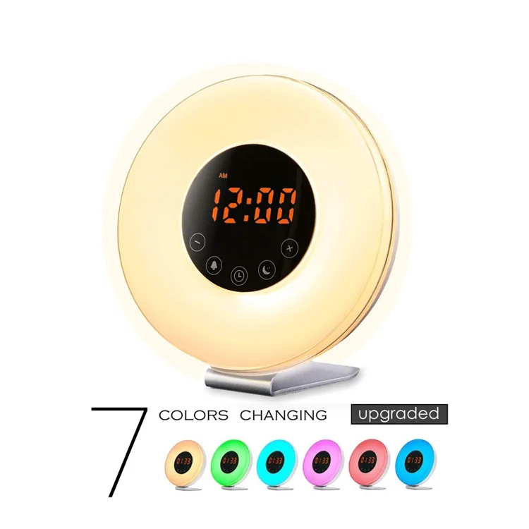 FM Radio Digital Clock Sunrise Led Night Light Digital Alarm Clock With FM