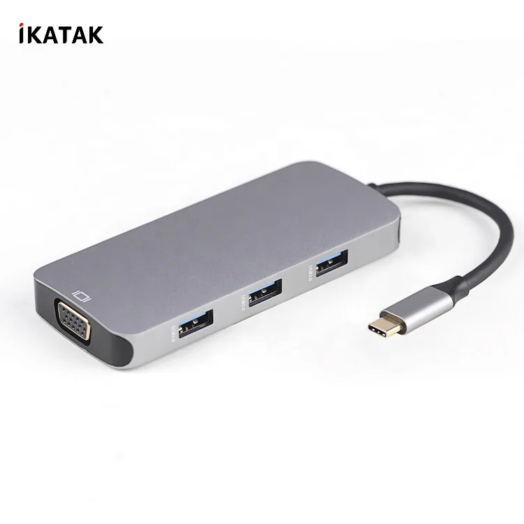 Новый продукт 8 в 1 USB 3 0 концентратор HD VGA Цифровой AV USB-C