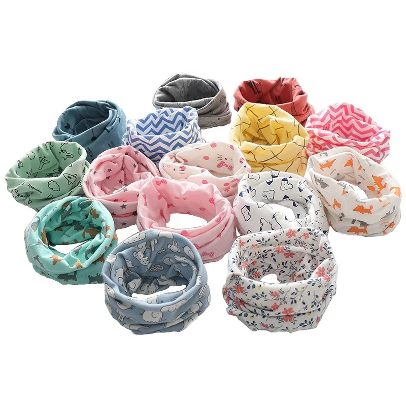
Fashion Autumn Winter Multi-function All-match Cotton Children Kids Boys Girls Baby Plain Printed Neckerchief wraps Scarf 