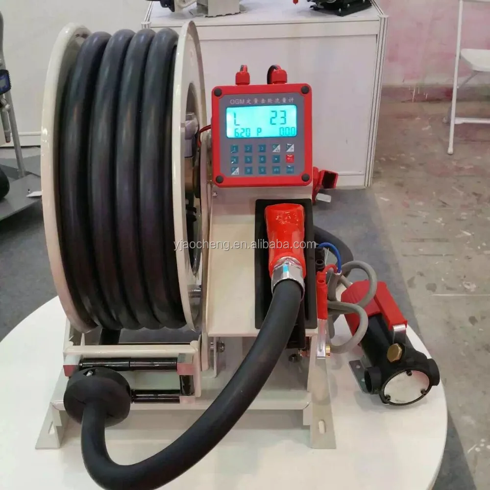 DC Mini Fuel Dispenser Hose Reel / Diesel Hose Reel with OGM Flow Meter