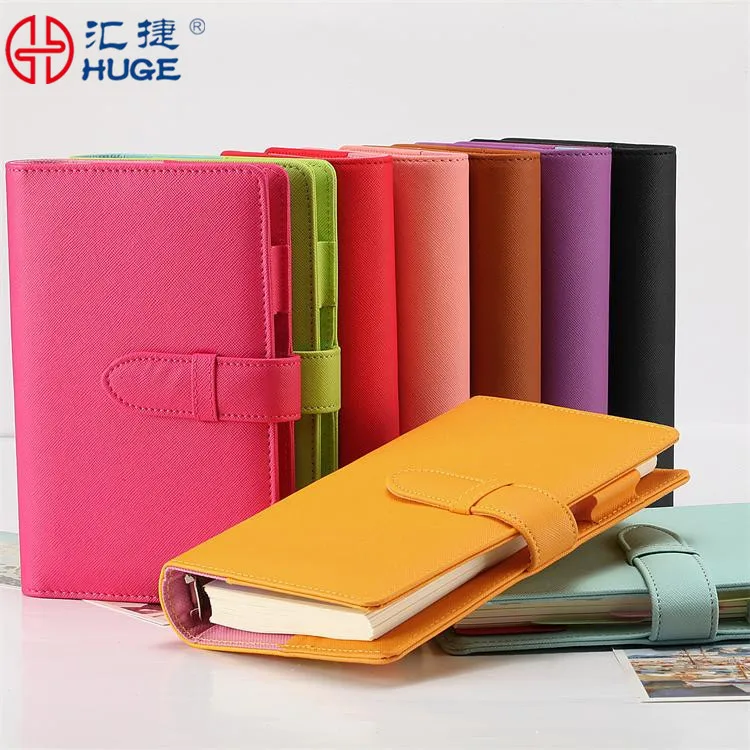 Custom premium faux leather ring binder happy dairy planner 2019