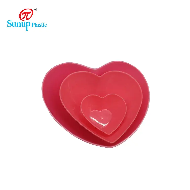 Eco Friendly Snack Candy Bowl Red Heart Shape Plastic Bowl