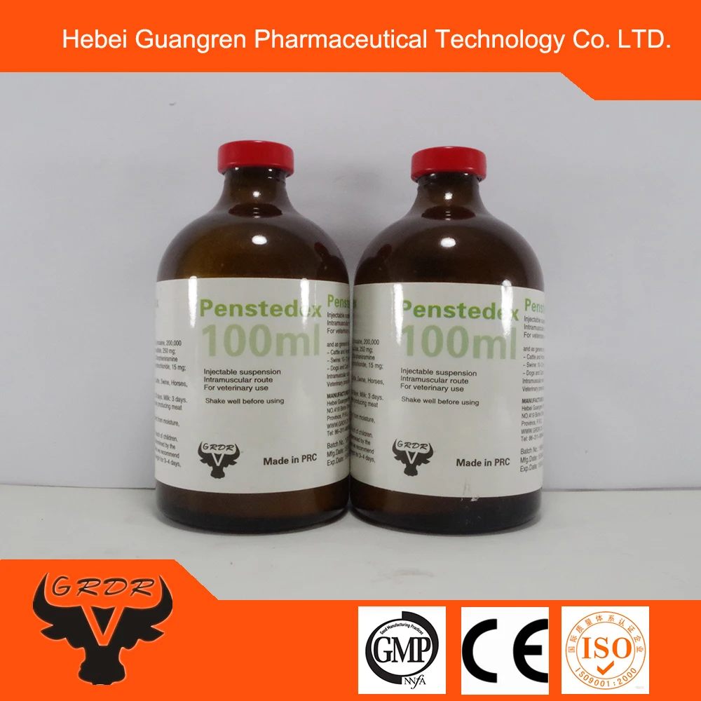 
Veterinary medicine Penstedex Pencillin G+Dihydrostreptomycin 100ml Injection for cow,horse,swine infectious disease 