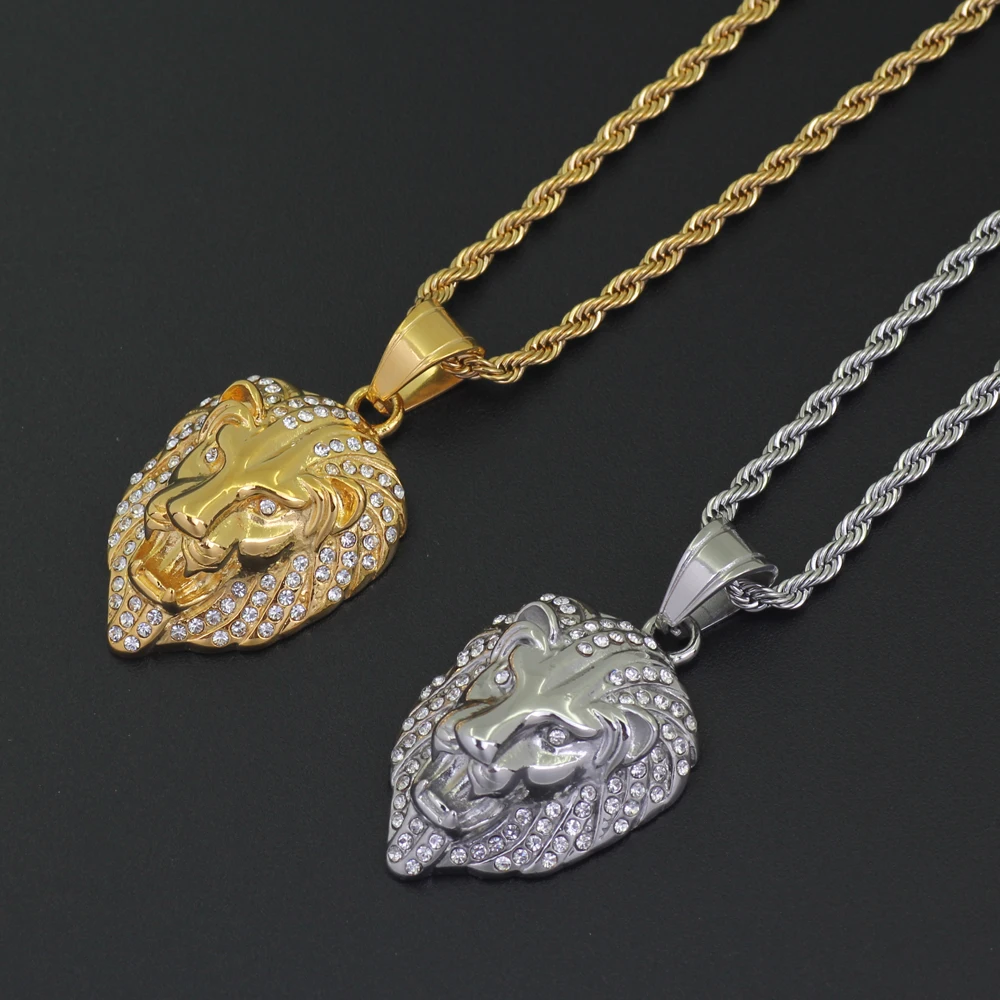 SN120 Stainless Steel Jewelry hip hop Pendant Necklace with 3mm 24inch Rope Chain