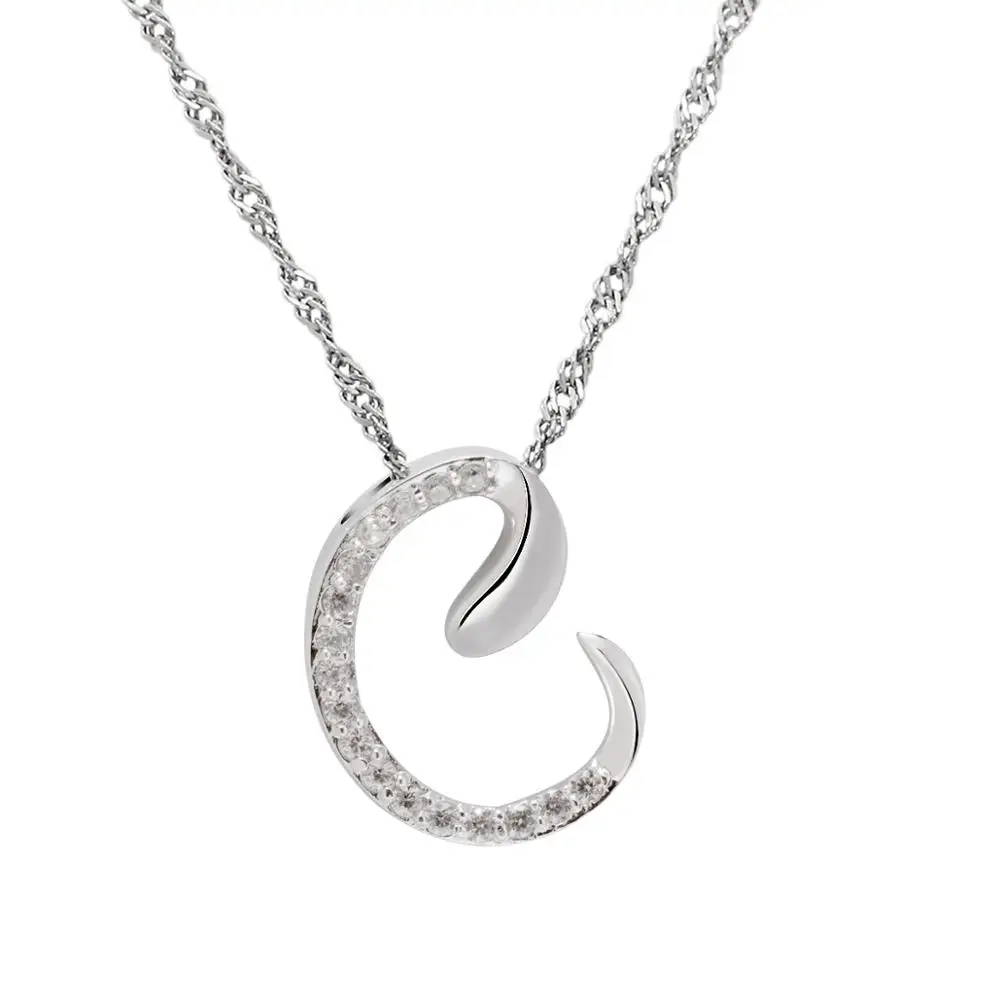 Модная подвеска из стерлингового серебра 925 пробы ожерелье с инициалом циркония буквами