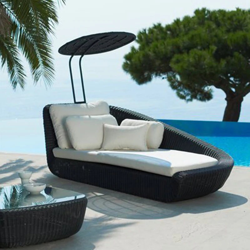 
HDPE rattan wicker double sun lounger 