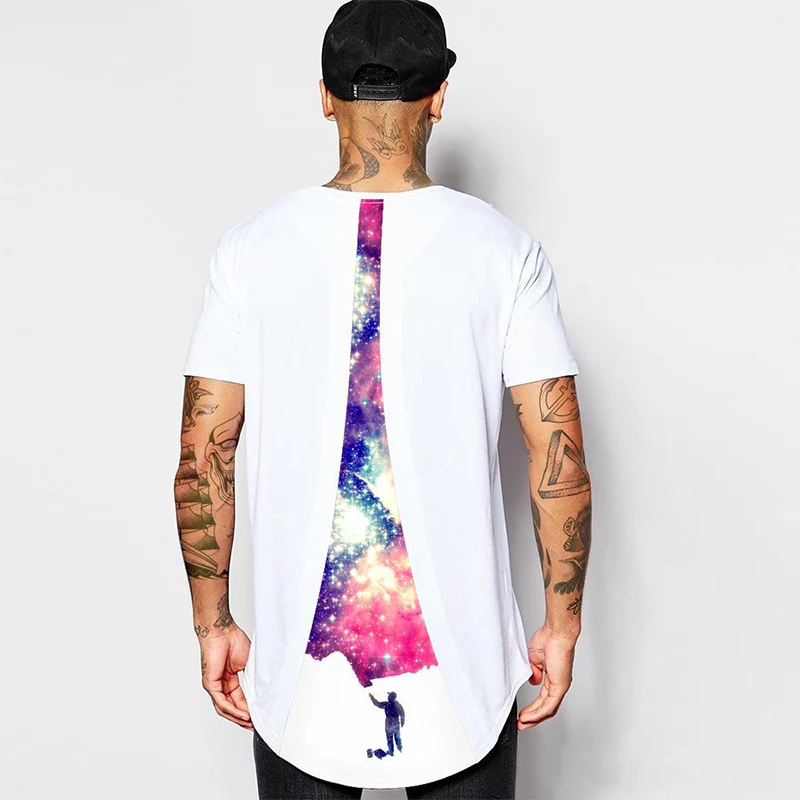 wholesale china men clothing hip hop poly cotton digital printing short sleeves sublimation back panel t-shirt