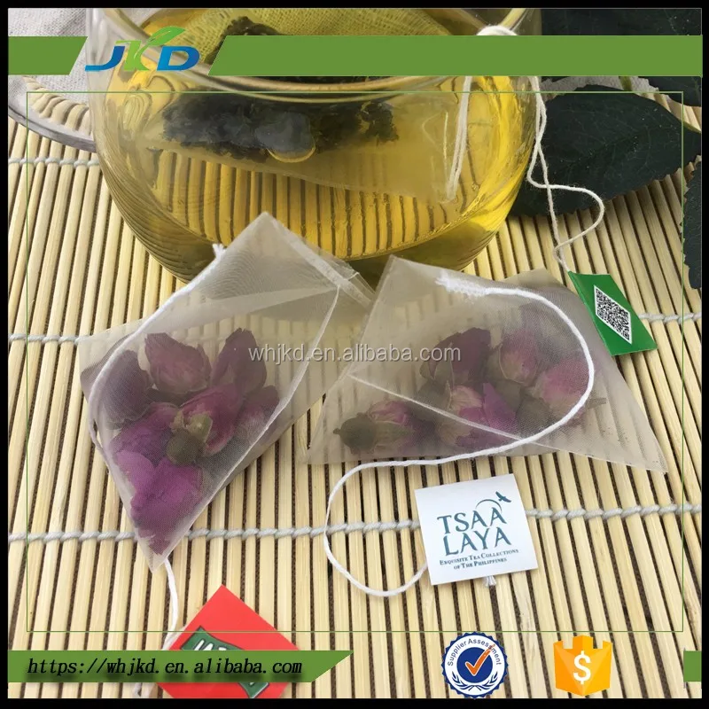 Individual royal cup drawstring empty nylon mesh pyramid shape packing tea bag