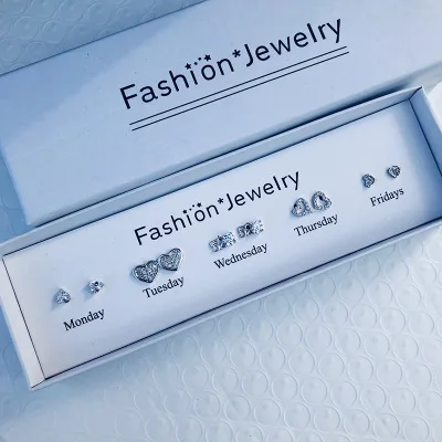 High end gift box package S925 sterling silver stud earrings wholesale custom stud earrings set