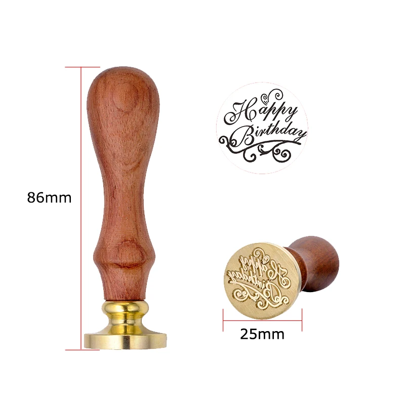 Retro Wood Classic Decorative Merry Christmas Happy Birthday Invitation Antique Sealing Stamp Wax Seal Stamp