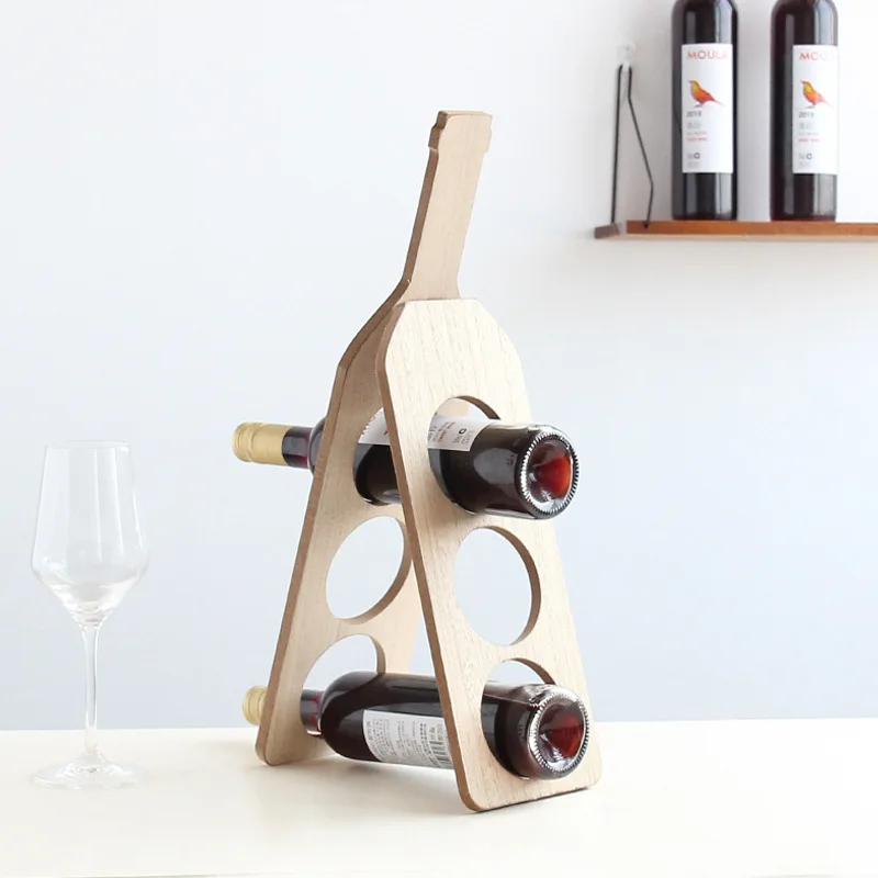 Factory Sale 3 Bottle Free Standing Wine Shelf Foldable Wine Rack