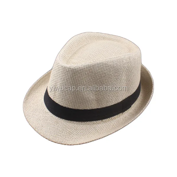 Белый соломы панама hat fedora короткими полями летом фетровая