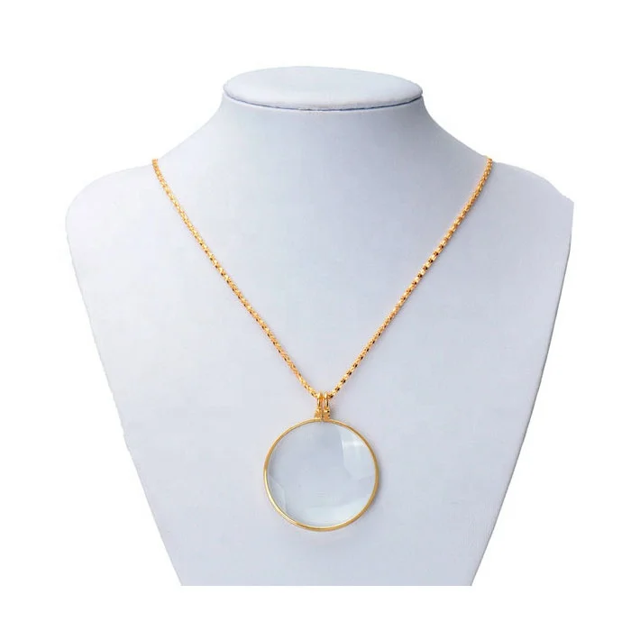 China wholesale 6X silver gold monocle magnifier magnifying glass pendant necklace