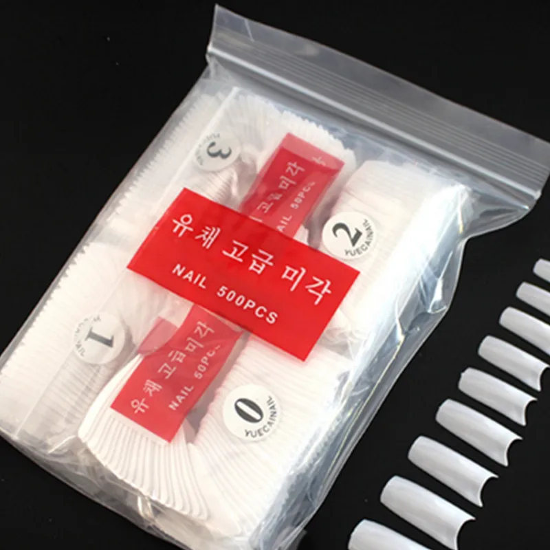 Professional Artificial False Nails French Half and Full Cover 500pcs Fake Nails Salon French Nail Tips