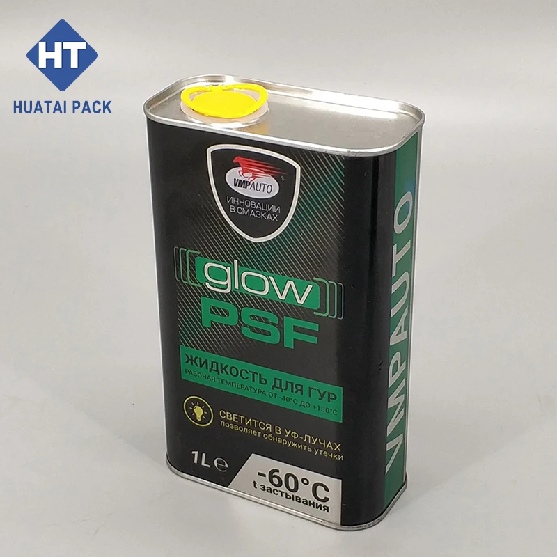 1L square oil tin can with squeeze lid (synthetic motor oil)
