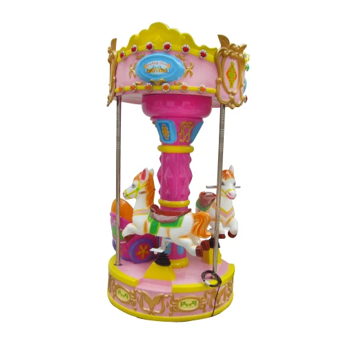 400W Electric Merry Go Round Kids Amusement Park Rides Yellow Carousel Rides For Sale
