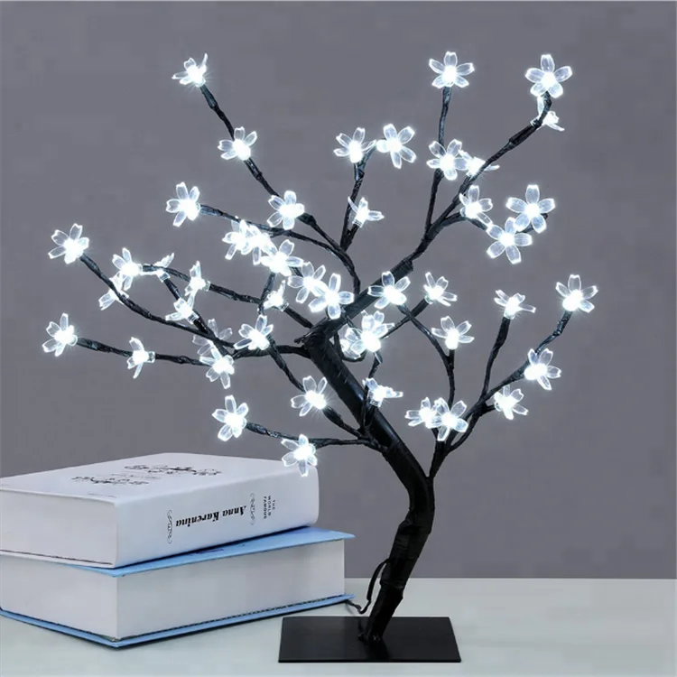 Artificial Indoor 45CM 48Led Cherry Blossom Tree Christmas Lights Table Lamp Night Light