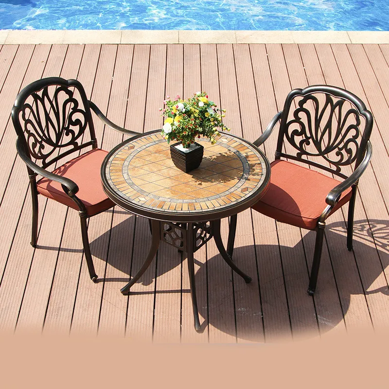 
New modern and vintage style metal outdoor furniture aluminum table chair set patio garden pool furniture leisure coffee relax 