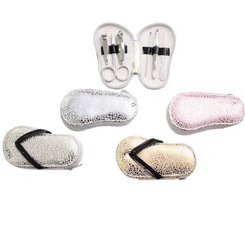 Best promotional festival baby girls pink nail care tools kit 4pcs mini manicure pedicure gift set in shoe shaped case