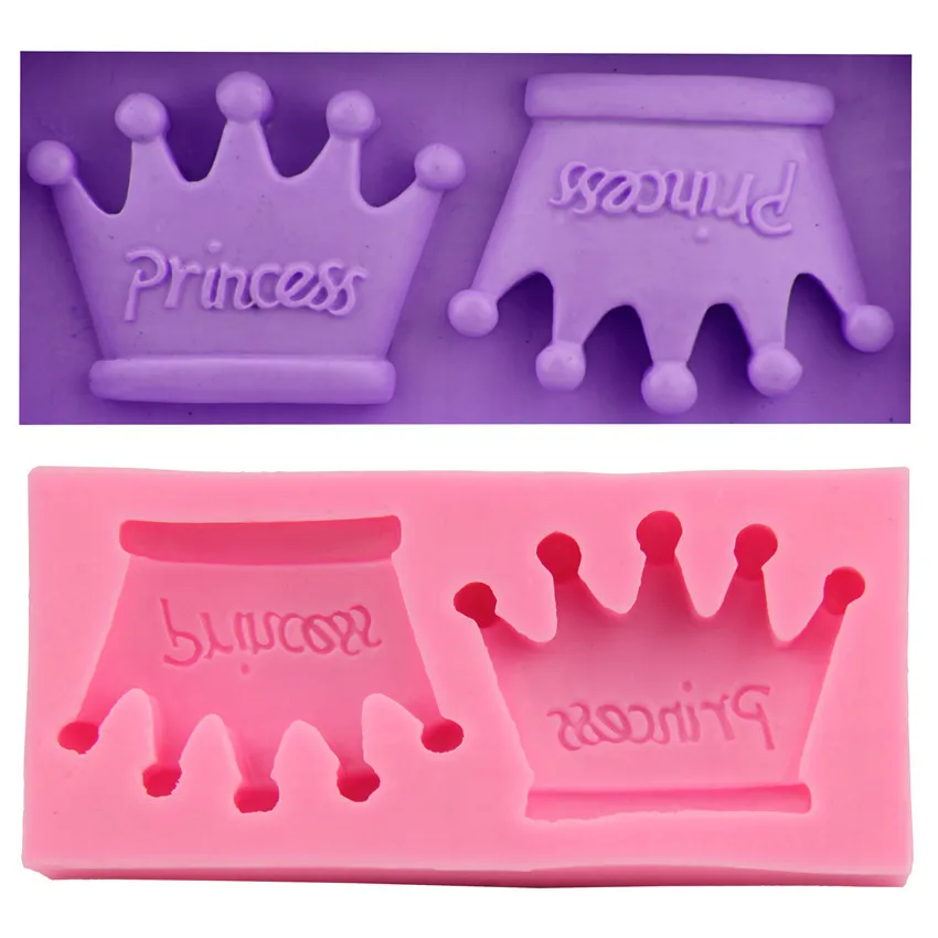 amazon hot selling 2 Large Princess Crown Mold 3d silicone cake decorating molds
