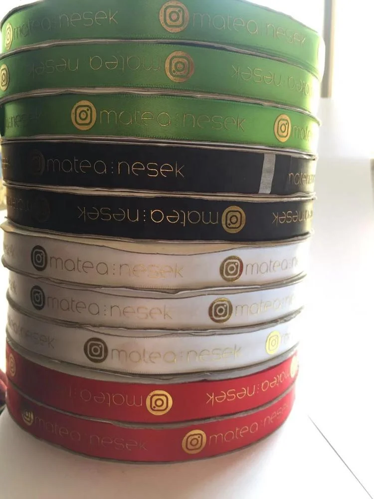 Wholesale custom logo 3D gold foil printed ribbon