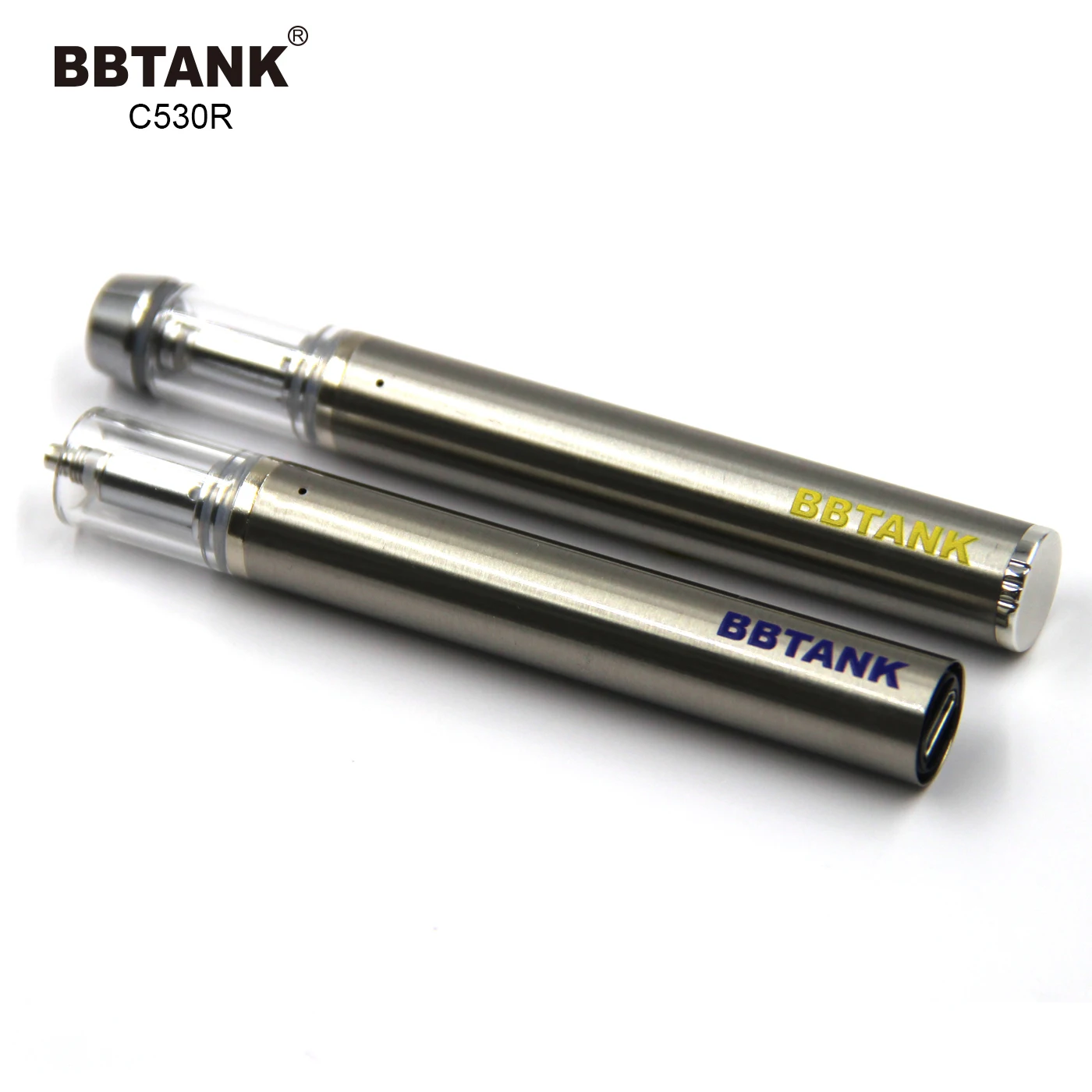 BBTANK C530R gold with black ceramic glass tank 510 cartridge custom logo 530mah rechargeable battery e cigarette buttonles