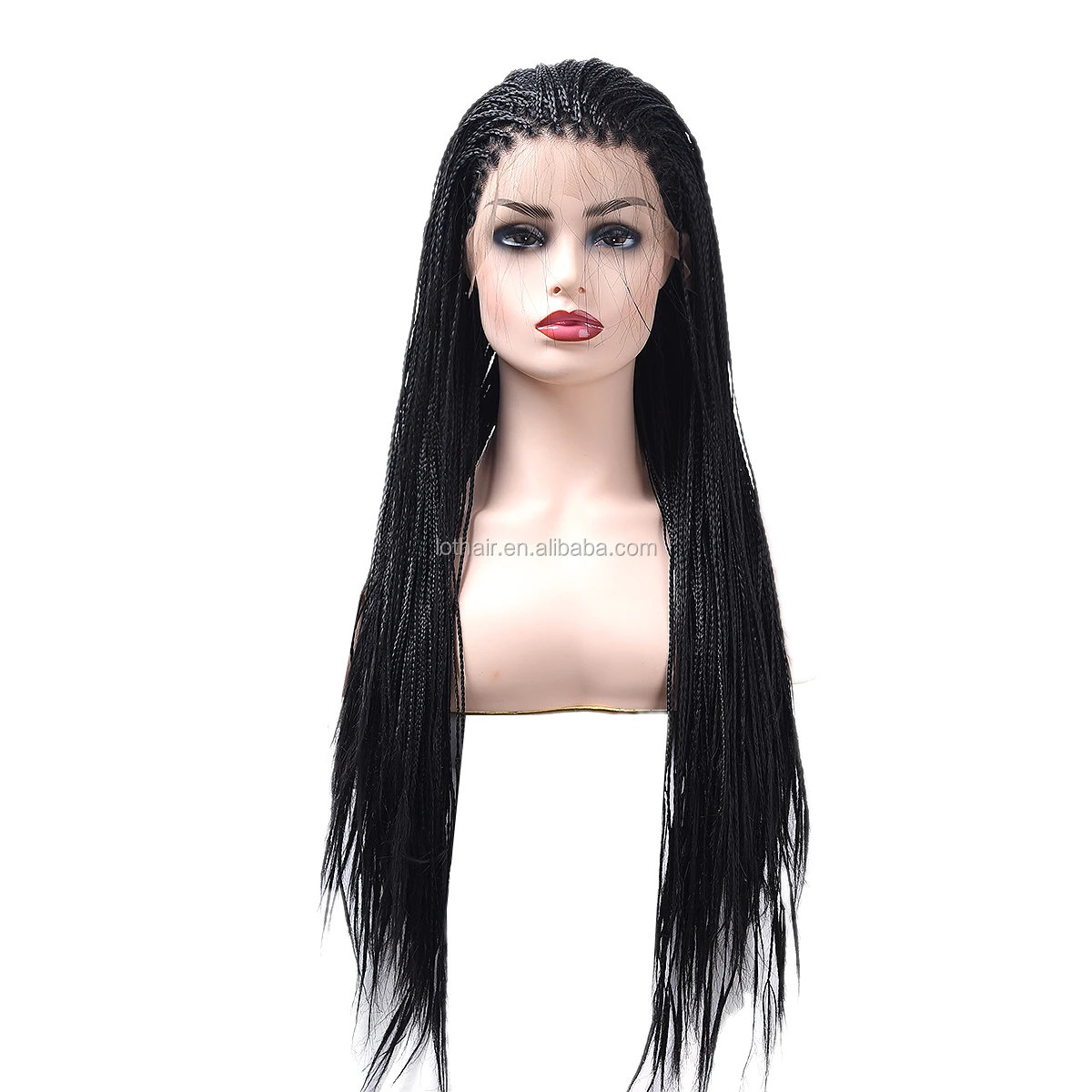 Glueless Afro Synthetic Fiber Braid Wig Ombre Long Hair Wigs For Black Women, synthetic braided wig