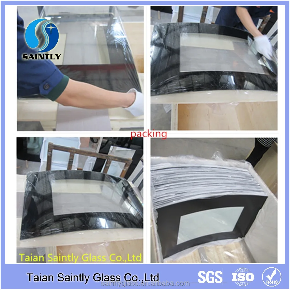 High quality 4mm  5 mm curved tempered ceramic glass for fireplace glass panel