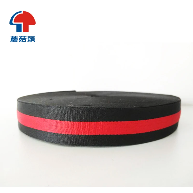 Hot sale black red white fabric nylon webbing polyester stripe ribbon