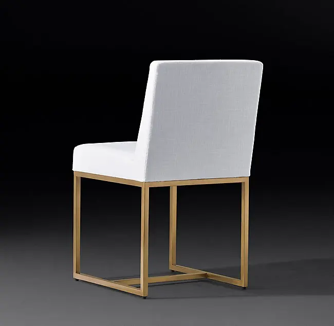 White fabric covers gold stainless steel base wedding chair