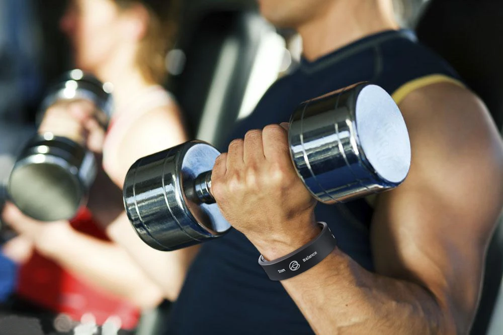 P143 germanium tourmaline power hologram OEM rubber silicone balance custom logo sports gym magnetic wristband men bracelets