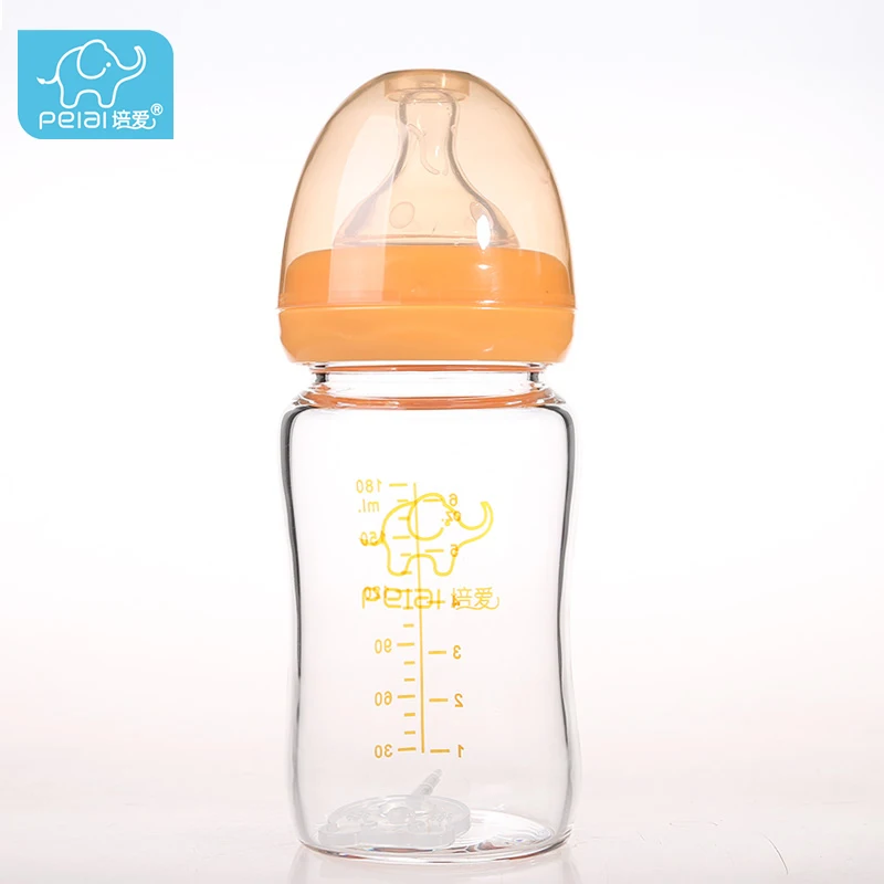 China Supplier Anti Colic Natural Baby Glass Feeding Bottle with silicone cover for Sale