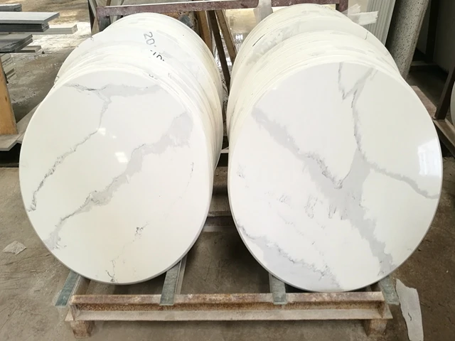 Kitchen Table Top Material White Calacatta Design Quartz Countertop