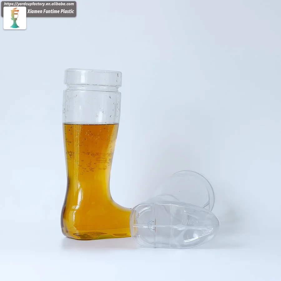 China Supplier Wholesale 1 Pint Personalized Cowboy Boot Plastic Beer Boots Glasses Beverage Yard Glass Plastic Beer Mug Cup